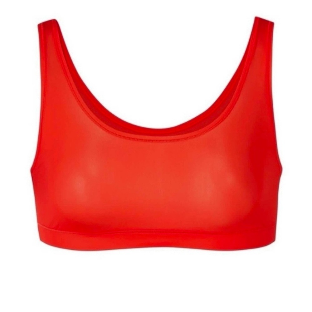 🌻NEW NWOT SKIMS Poppy Red Mesh Bralette Scoop Neck Lightweight Size XL